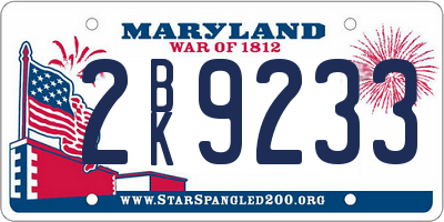 MD license plate 2BK9233