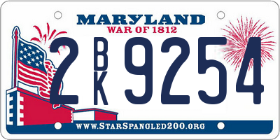 MD license plate 2BK9254