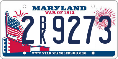 MD license plate 2BK9273