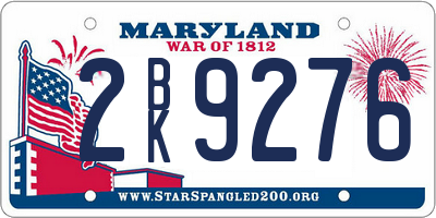 MD license plate 2BK9276