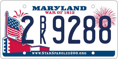 MD license plate 2BK9288
