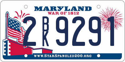 MD license plate 2BK9291