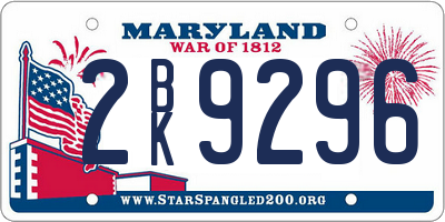 MD license plate 2BK9296