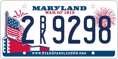 MD license plate 2BK9298