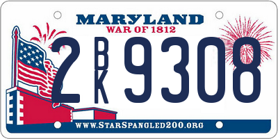 MD license plate 2BK9308