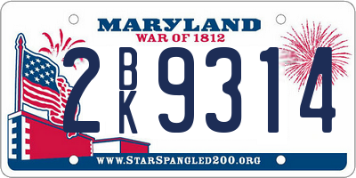 MD license plate 2BK9314