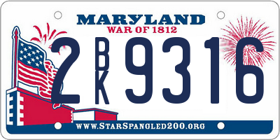 MD license plate 2BK9316