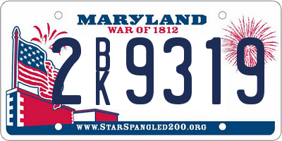 MD license plate 2BK9319