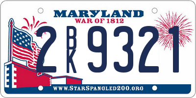 MD license plate 2BK9321