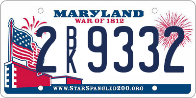MD license plate 2BK9332