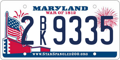 MD license plate 2BK9335