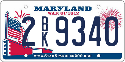 MD license plate 2BK9340