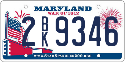 MD license plate 2BK9346