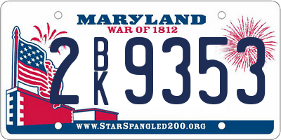 MD license plate 2BK9353