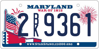 MD license plate 2BK9361