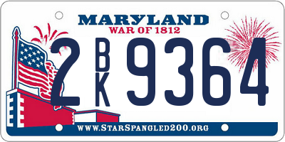 MD license plate 2BK9364
