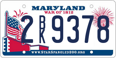 MD license plate 2BK9378