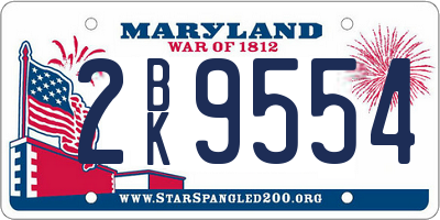 MD license plate 2BK9554