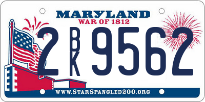 MD license plate 2BK9562