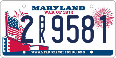 MD license plate 2BK9581