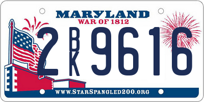 MD license plate 2BK9616