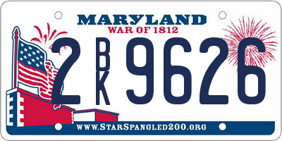 MD license plate 2BK9626