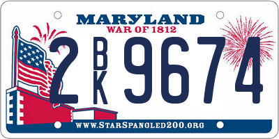 MD license plate 2BK9674