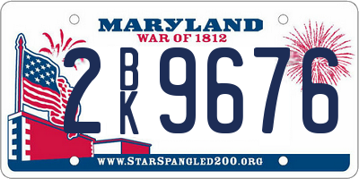 MD license plate 2BK9676