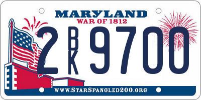 MD license plate 2BK9700