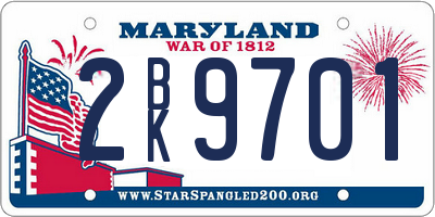 MD license plate 2BK9701
