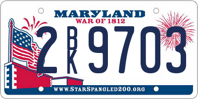 MD license plate 2BK9703