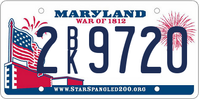 MD license plate 2BK9720