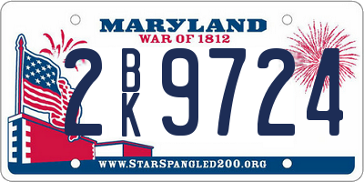 MD license plate 2BK9724