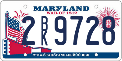 MD license plate 2BK9728
