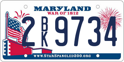 MD license plate 2BK9734