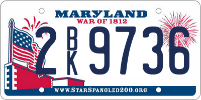 MD license plate 2BK9736