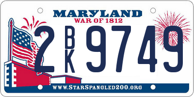 MD license plate 2BK9749