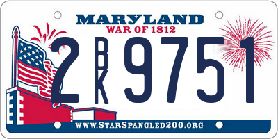 MD license plate 2BK9751