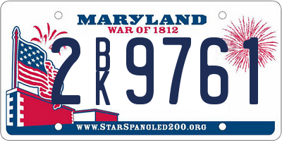 MD license plate 2BK9761