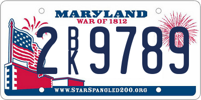 MD license plate 2BK9789