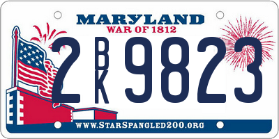 MD license plate 2BK9823