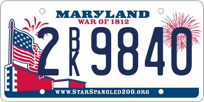 MD license plate 2BK9840