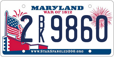 MD license plate 2BK9860