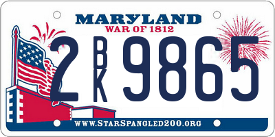 MD license plate 2BK9865