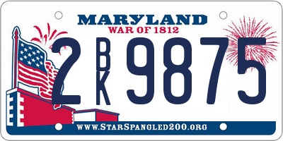 MD license plate 2BK9875