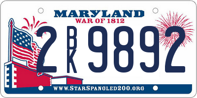 MD license plate 2BK9892