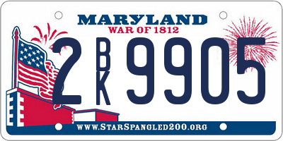 MD license plate 2BK9905