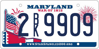 MD license plate 2BK9909