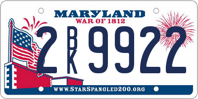 MD license plate 2BK9922