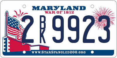 MD license plate 2BK9923